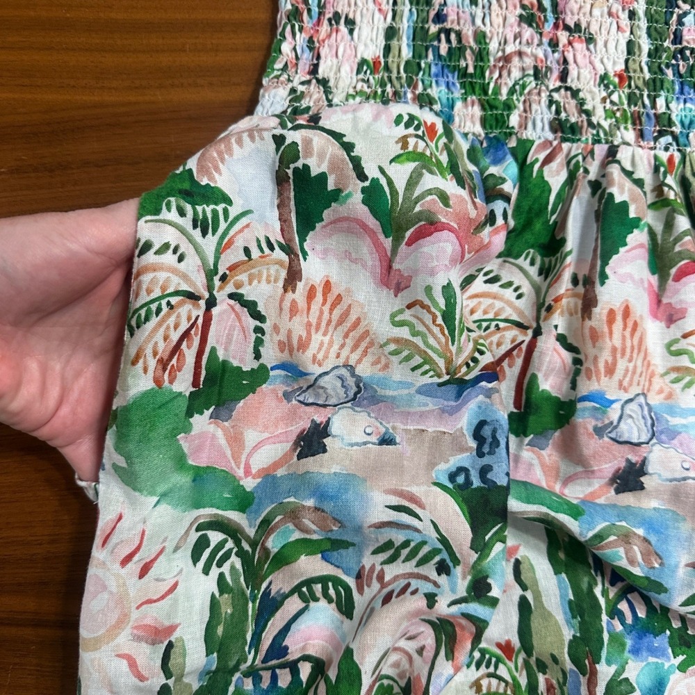 NEW Marine Layer Selene Maxi Dress 2026 Linen Blend Med Watercolor Palm Vacation - Picture 13 of 14